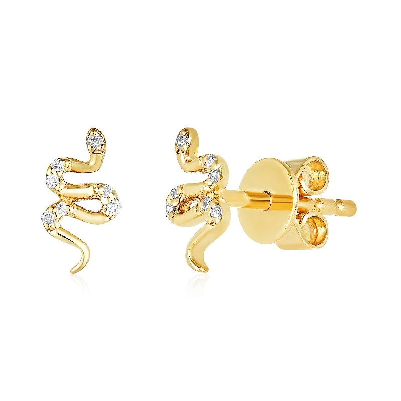 Drop Earrings-Gold & Pave Snake Stud