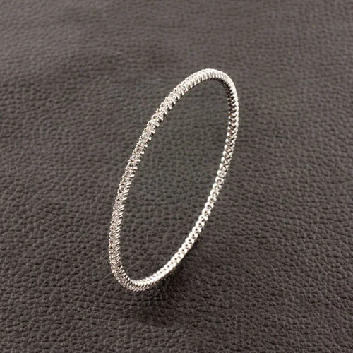 Indian Bangles-Slip-on Diamond Bangle Bracelet in White Gold