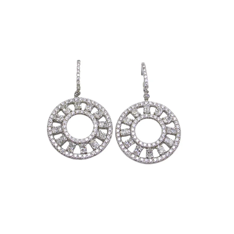 Chain Earrings-18K White Gold Diamond Circle Dangle Earrings