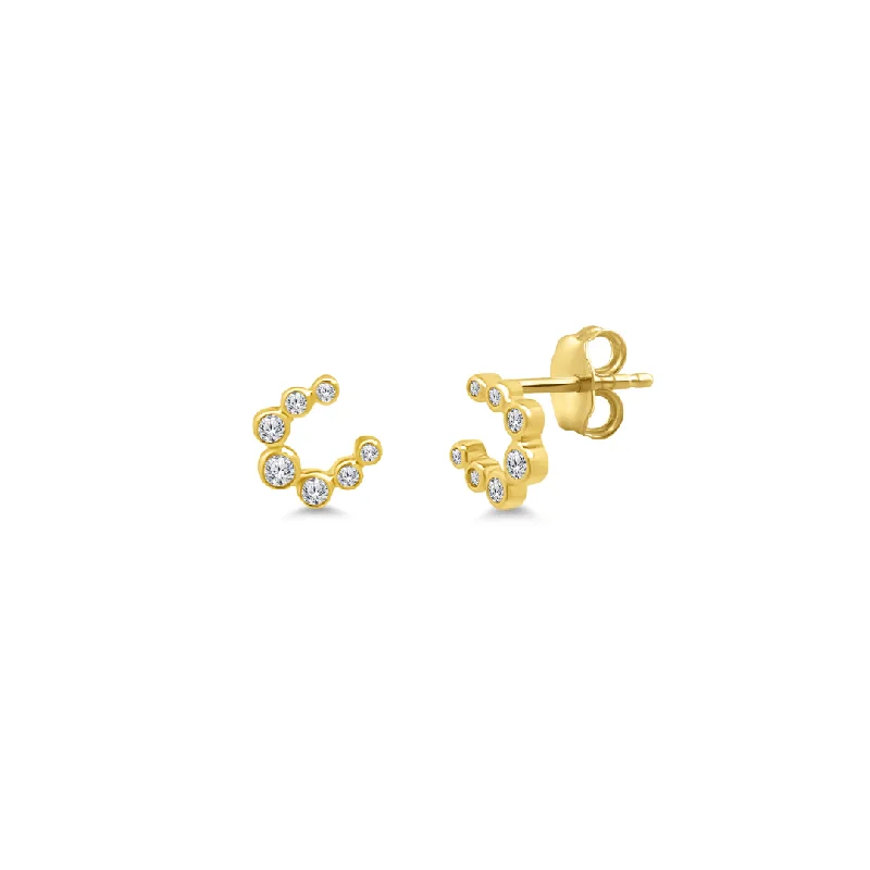 Patterned Earrings-Diamond Bezel Horseshoe Studs