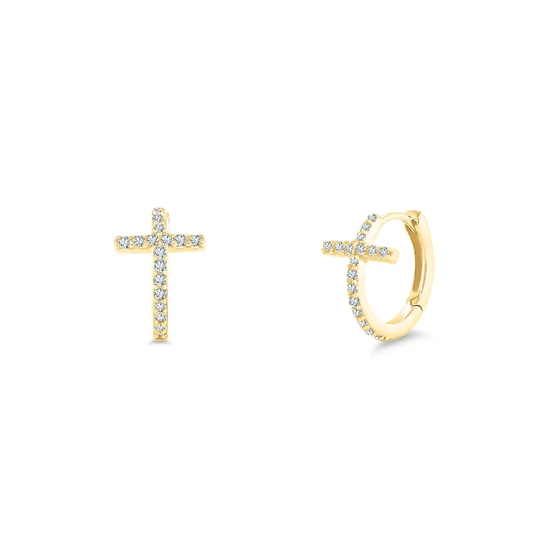 Festival Earrings-Diamond Cross Huggies