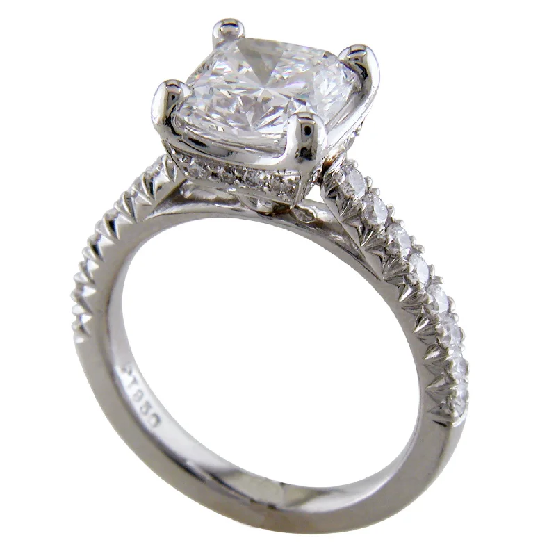 Promise Ring Set-Cushion Brilliant 2 Carat Diamond Engagement Ring Platinum