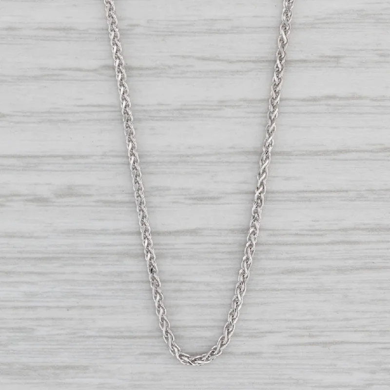 Classic Necklaces-23.75" 1.6mm Wheat Chain Necklace 14k White Gold