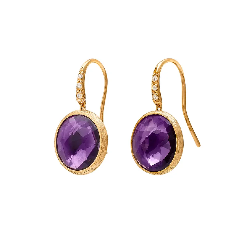 Natural Earrings-Amethyst Drop Earrings with Diamonds