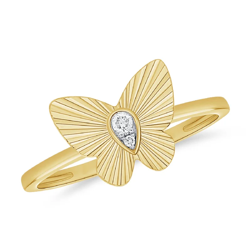 Gold Wedding Rings-Radiant Butterfly Ring with Diamonds in 14K Gold