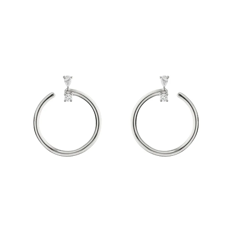 Luxury Diamond Earrings-Sterling Silver Large Galaxy Wrap Hoop Earrings with White Sapphires