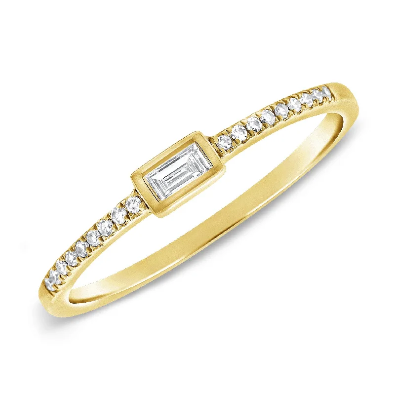 Colored Sapphire Rings-14K Gold Baguette Diamond Ring