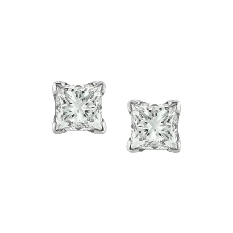 Crystal Drop Earrings-Princess Cut Diamond Stud Earrings (1.25ctw)