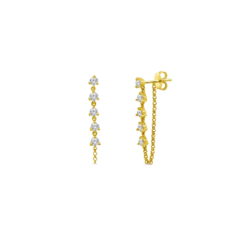 Iconic Earrings-Prong Set Diamond Chain Stud