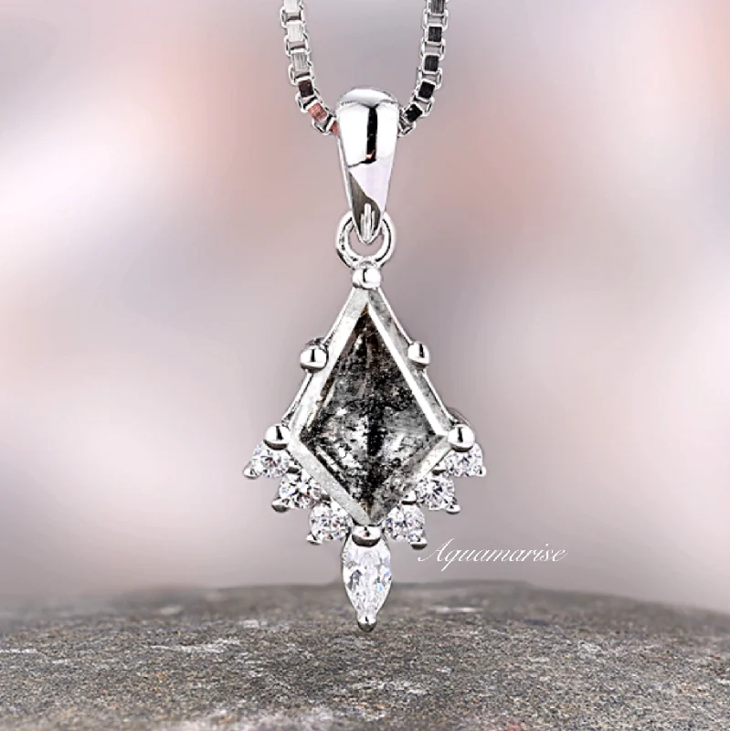 Wedding Necklaces-Galaxy Raw Salt & Pepper Diamond (Herkimer Diamond) Pendant Necklace- Sterling Silver