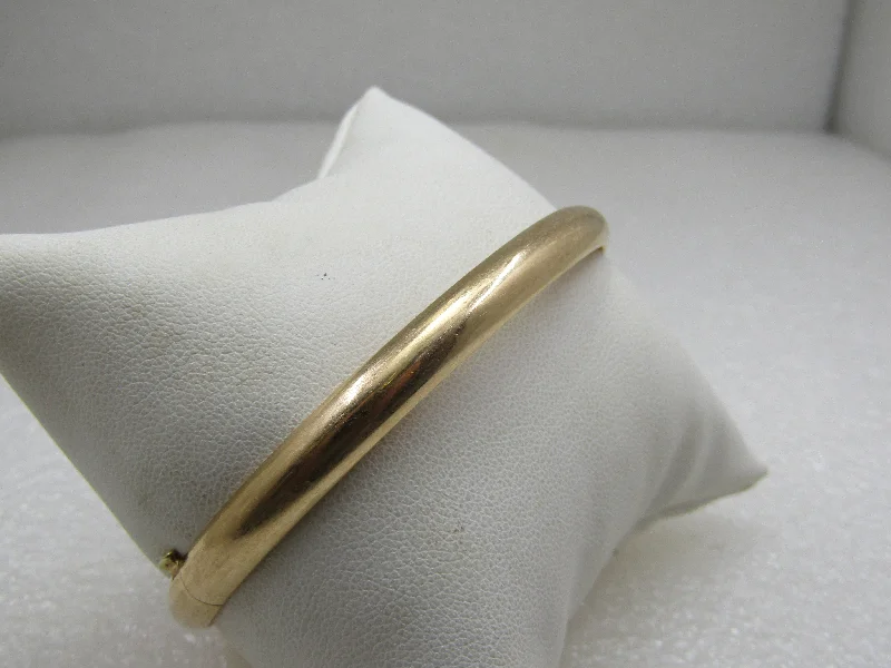 Wedding Bangle Sets-Vintage 14kt Yellow Gold 8" Bangle Bracelet, Slide Opening, 6mm