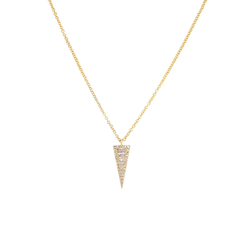 Round Necklaces-14K Yellow Gold Diamond Mini Triangle Necklace