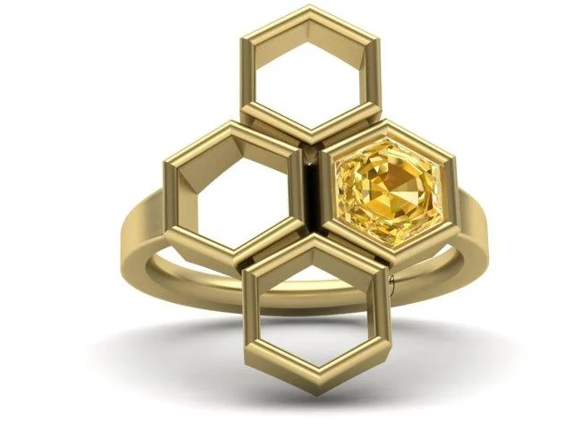 Platinum Rings-Honeycomb Ring