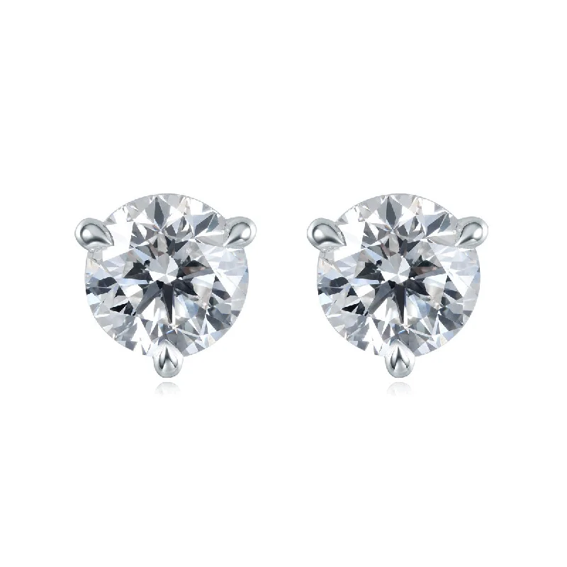 Large Stud Earrings-Diamond 3-Prong Stud Earrings