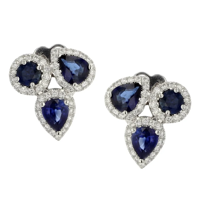 Designer Earrings-White Gold Sapphire Diamond Earrings