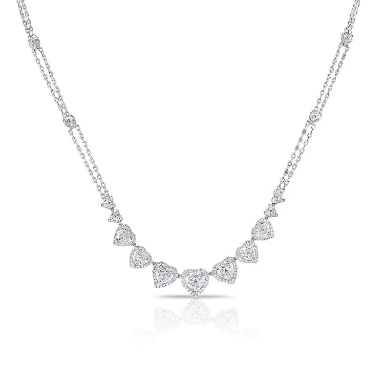 Cross Necklaces-14K White Gold Fancy Diamond Heart Necklace