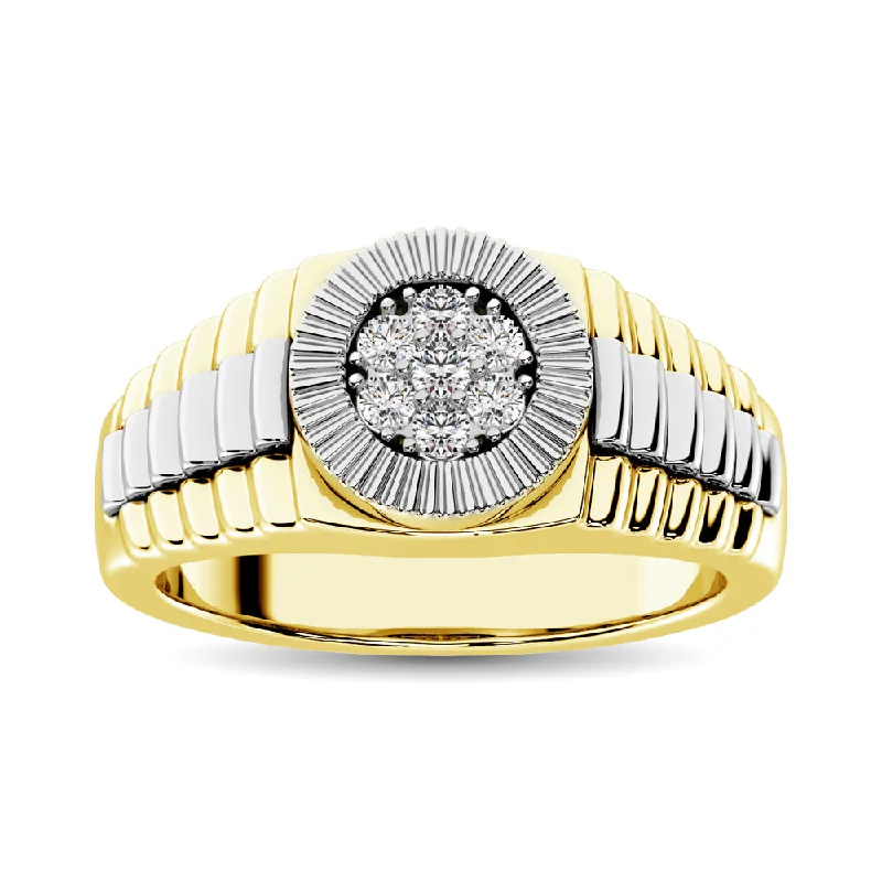 Solitaire Diamond Rings-14K Two Tone Gold 1 Ct.Tw. Diamond Mens Ring