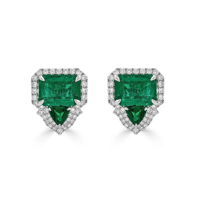 Bohemian Earrings-Zambian Emerald and Diamond Earrings