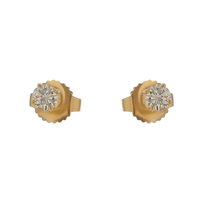 Moon Earrings-Diamond Stud Earrings in 14K Yellow Gold