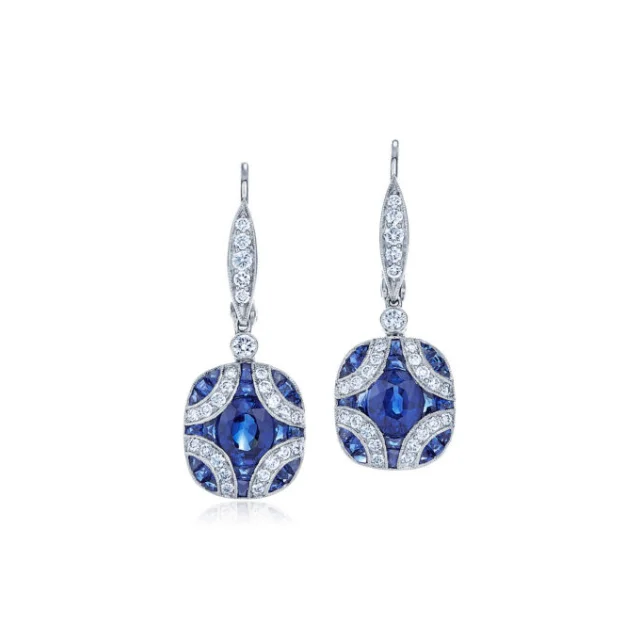 Bridal Earrings-KWIAT Argyle Collection Sapphire and Diamond Earrings E-28441S-0-DIASAP-18KW