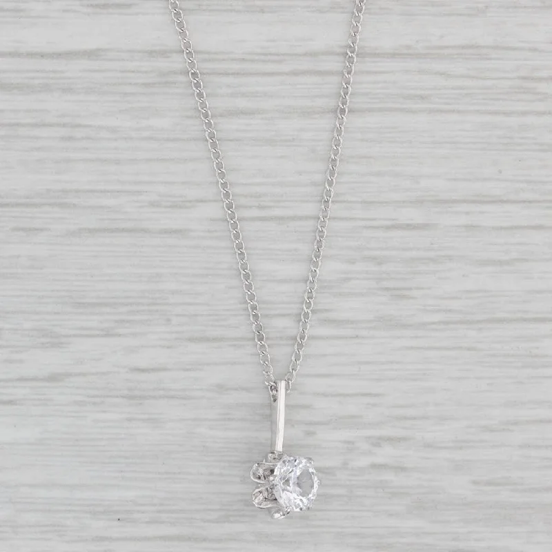 Thick Chain Necklaces-Lab Created Spinel Solitaire Drop Pendant Necklace 14k 10k White Gold 17"