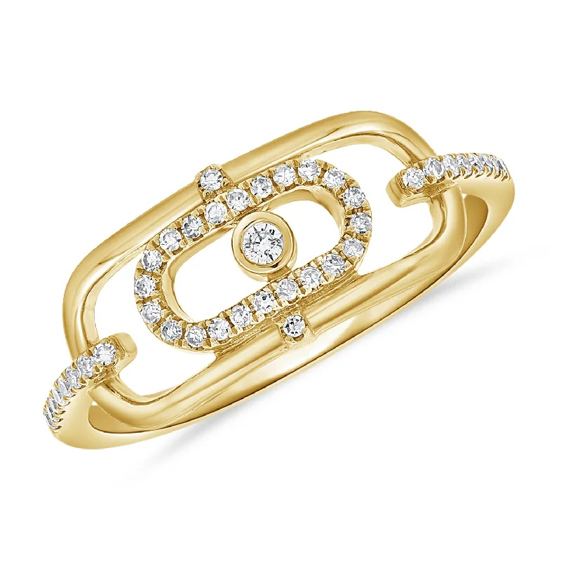 Platinum Rings-Contemporary Diamond Link Chain Ring