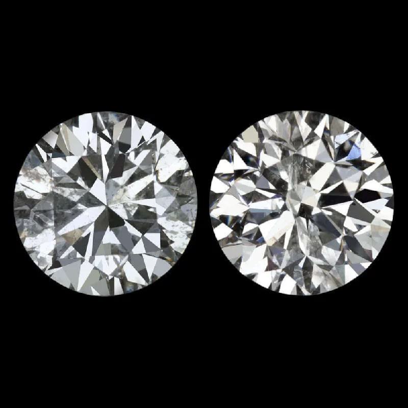 Colorful Earrings-1.87ct 6.3mm VERY GOOD CUT NATURAL DIAMOND STUD EARRINGS ROUND PAIR 2 CARAT 2ct