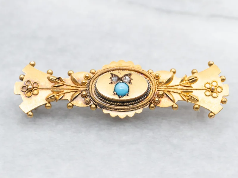 Elegant Brooch-Victorian Blue Glass and Diamond Brooch