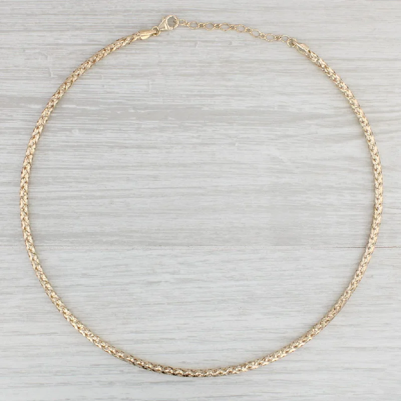 Unique Necklaces-Woven Hollow Rope Chain Necklace 14k Yellow Gold 17-19" Adjustable Milor Italy