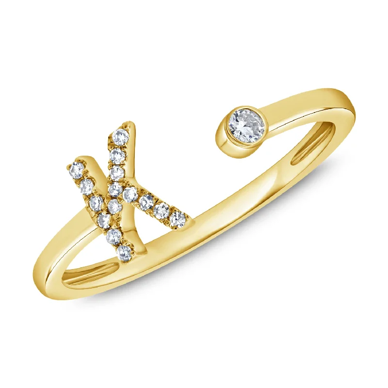 Wide Band Rings-K Diamond Initial Ring