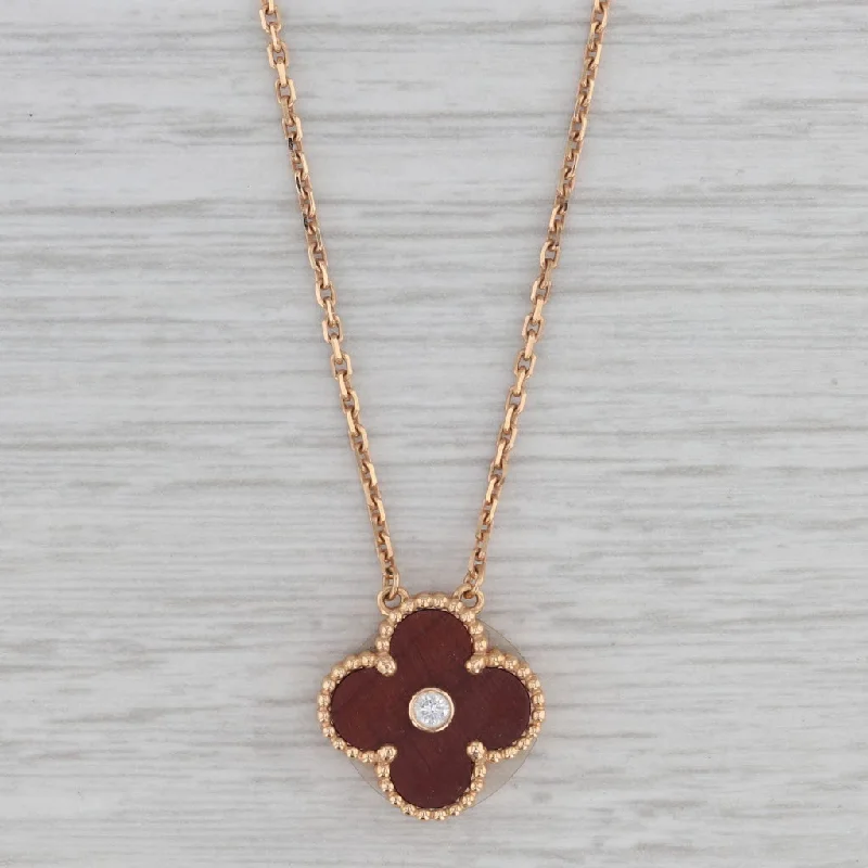 Minimalist Pendant Necklaces-Van Cleef Arpels Holiday Bullseye Clover Alhambra Necklace Case 18k Gold VCA