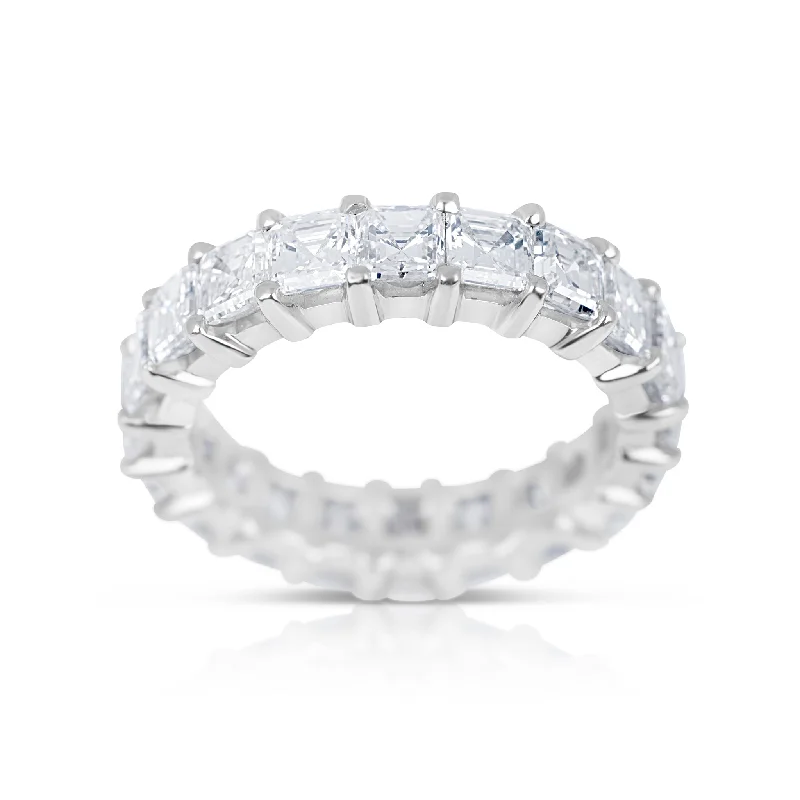 Gemstone Cocktail Rings-Platinum Asscher Cut Eternity Diamond Band 5.43cts