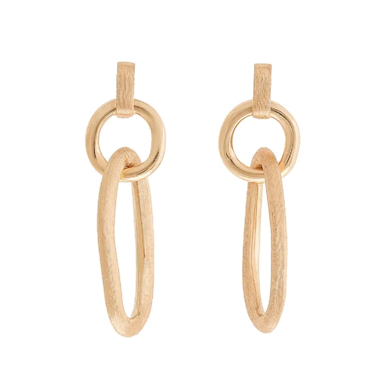 Pink Earrings-Jaipur Link Collection 18K Yellow Gold Double Drop Earrings