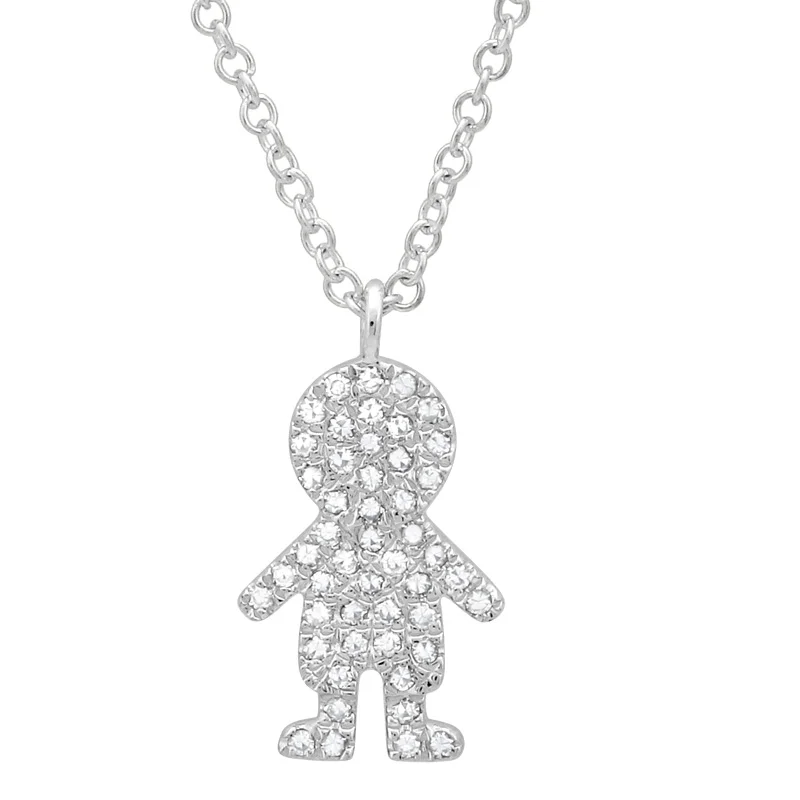 Statement Necklaces-14K White Gold Diamond Boy Necklace