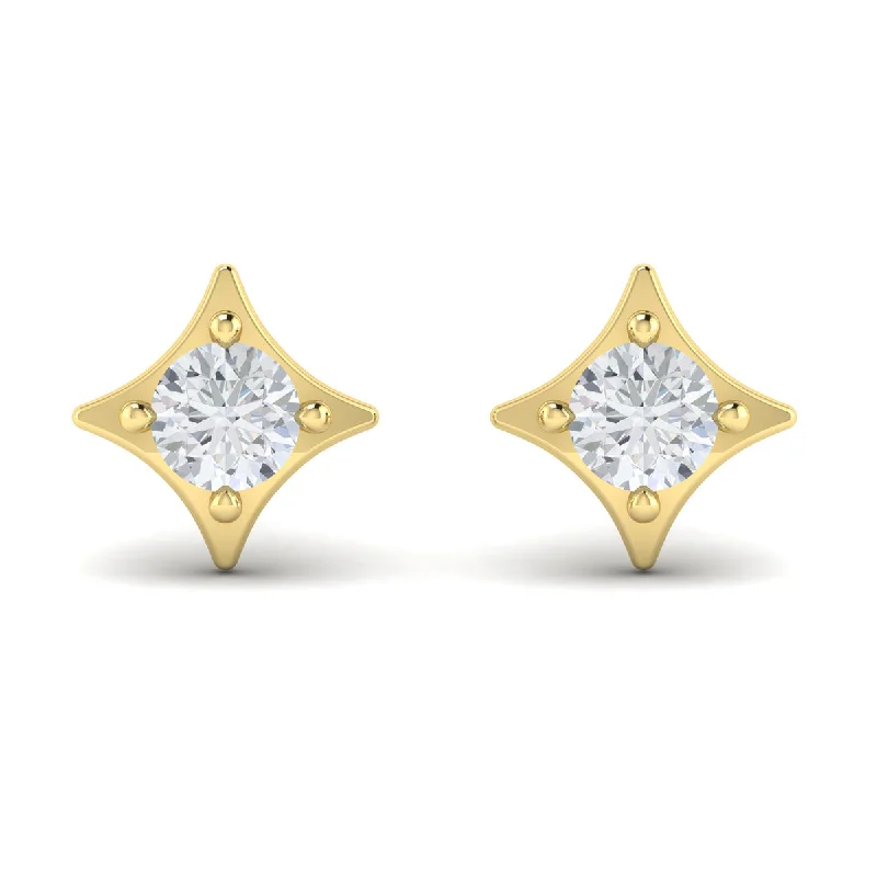 Bohemian Earrings-Vlora Estrella 14k Yellow Gold and Diamond Earrings VER60247Y