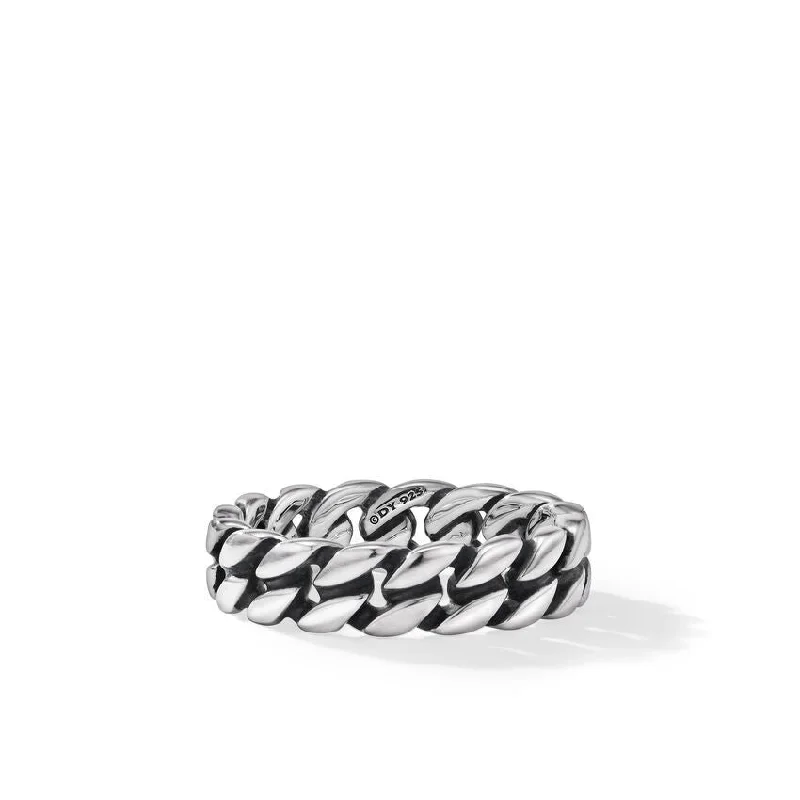 Bridal Rings-David Yurman Gents Curb Chain Band Ring in Sterling Silver, 6mm