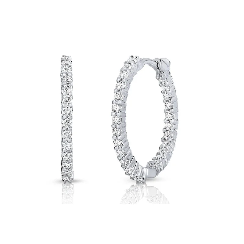 Casual Earrings-XSmall Inside Outside Diamond Hoop Earrings