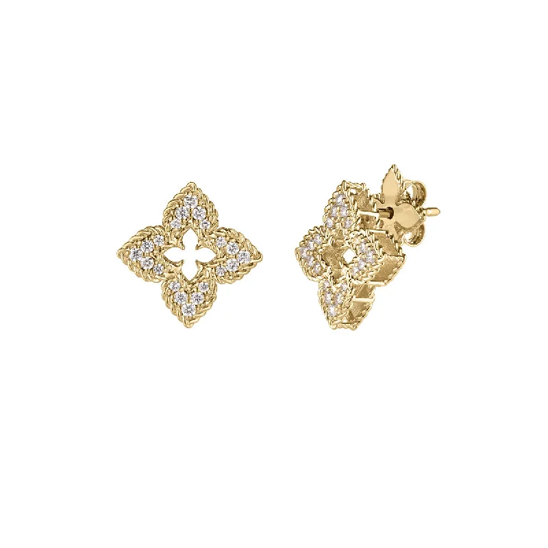 Mixed Metal Earrings-18K Yellow Gold Venetian Princess Diamond Earrings