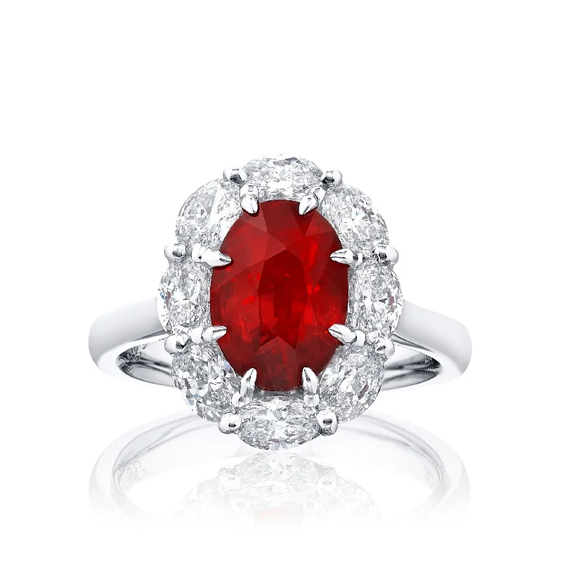 Large Rings-JB Star Oval Ruby "Pigeon's Blood" & Diamond Platinum Ring