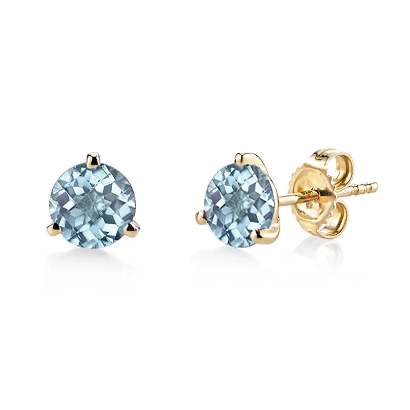 Cute Earrings-Aquamarine 14k Yellow Gold Earrings