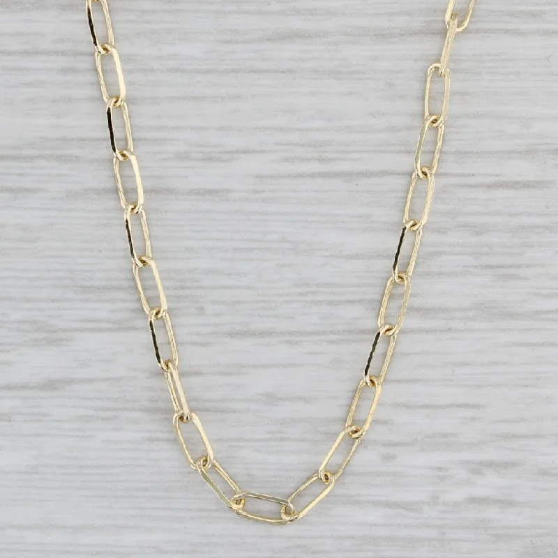 Boho Necklaces-Elongated Cable Chain Necklace 14k Yellow Gold Italy 16" 2.2mm