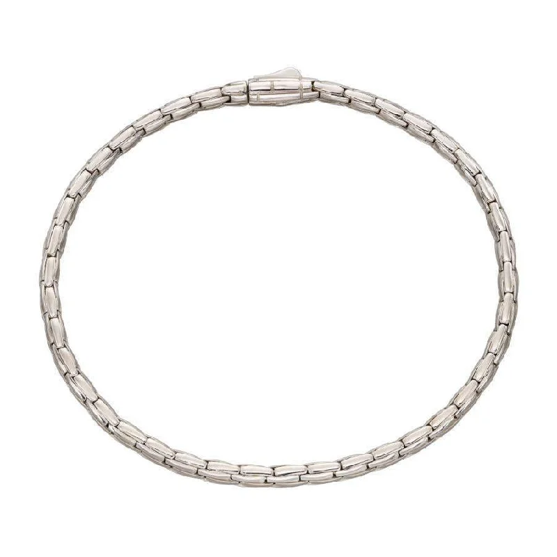 Zodiac Bracelets-9ct White Gold Snake Effect Link Bracelet