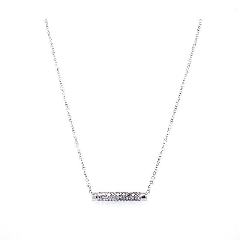 Abstract Necklaces-14K White Gold Diamond Tube Necklace