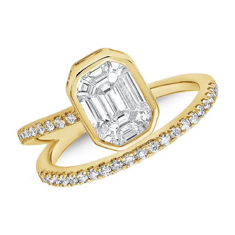 Men's Diamond Rings-Elegant Diamond and Baguette Wrap Ring in 14K Gold