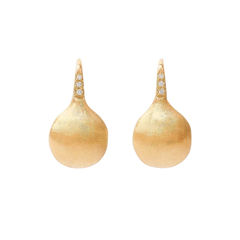 Vintage Style Earrings-Africa Gold Medium Drop Earrings with Diamonds