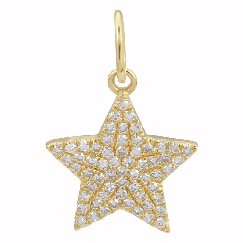 Fashion Necklaces-14K Yellow Gold Star Diamond Necklace Charm