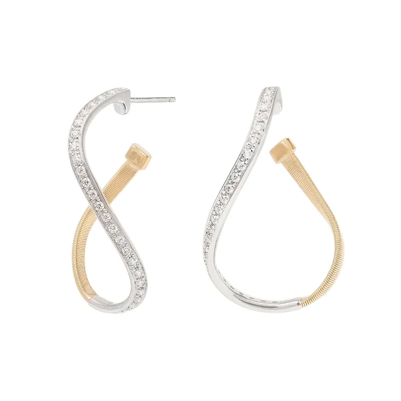 Iridescent Earrings-Marrakech Twisted Irregular Small Hoop Earrings with Diamonds