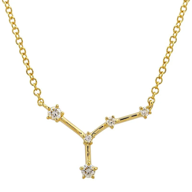 Fine Pendant Necklaces-14k Yellow Gold Diamond Cancer Constellation Necklace