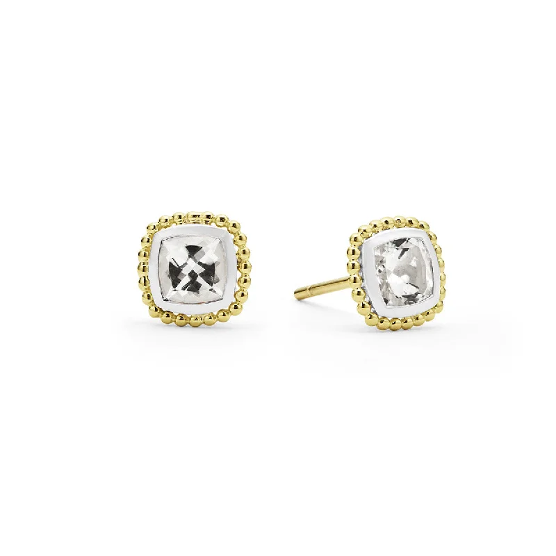 Oversized Earrings-White Topaz Caviar Stud Earrings