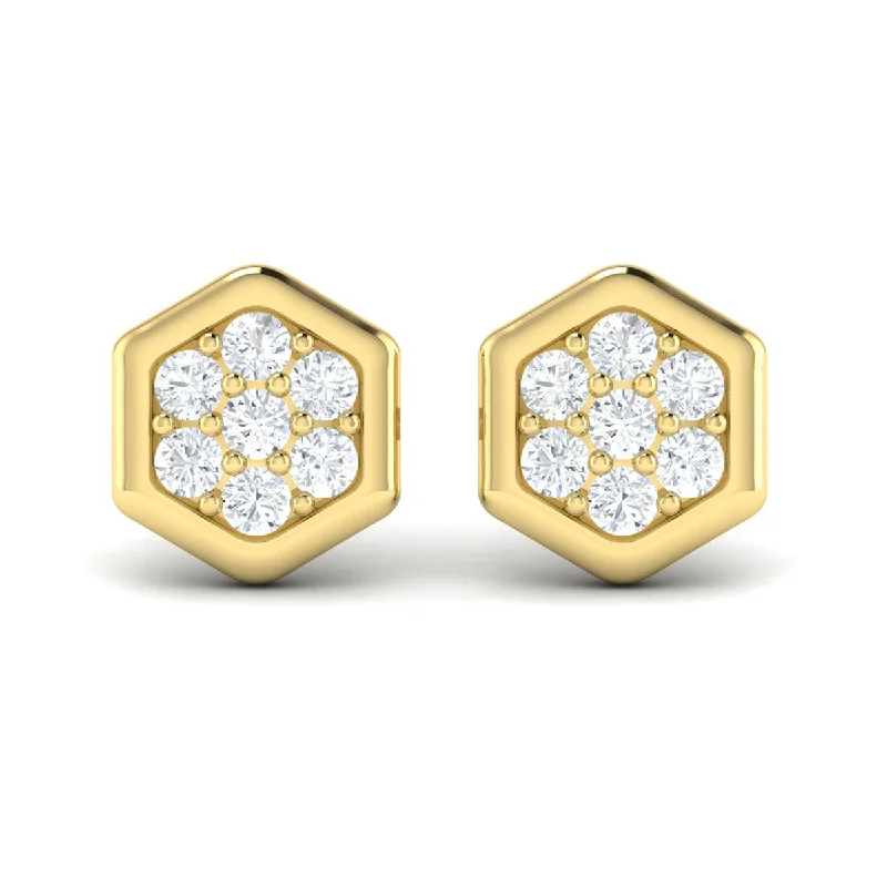 Luxury Stud Earrings-Vlora Serafina 14k Yellow Gold and Diamond Earrings VER60279